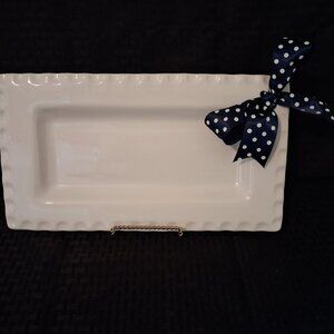 Southern Living @ Home Dress Me Up Ribbon Platter Rectangular Blue Dotted Ribbon